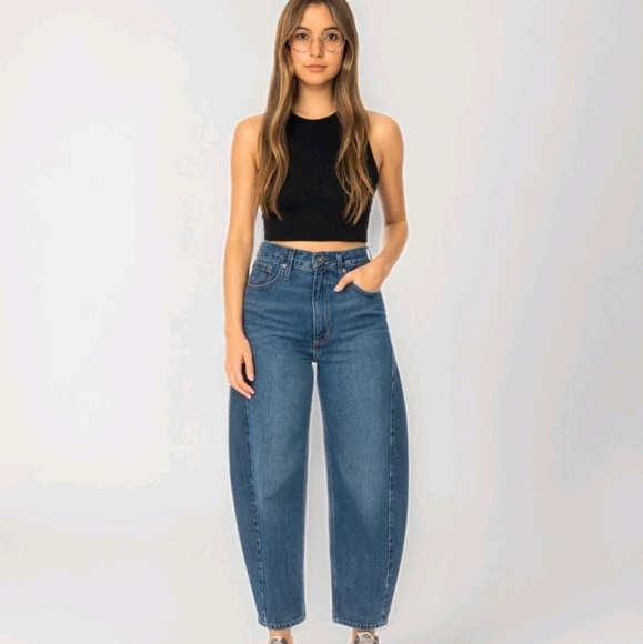 Morrison Denim The Dutchess Barrel Leg Jeans Cropped Raw Hem NEW $168 Size 31 - Picture 1 of 15